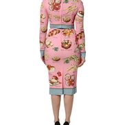 Pink Pastry Print Bodycon Sheath Midi Dress