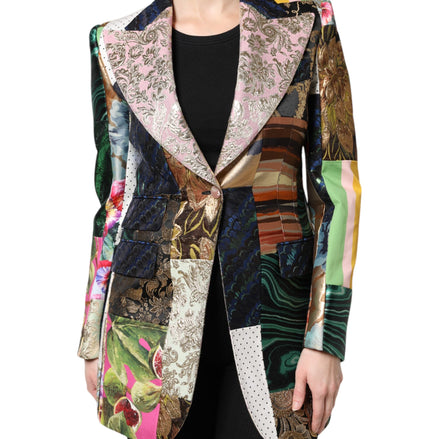 Multicolor Floral Patchwork Jacquard Jacket