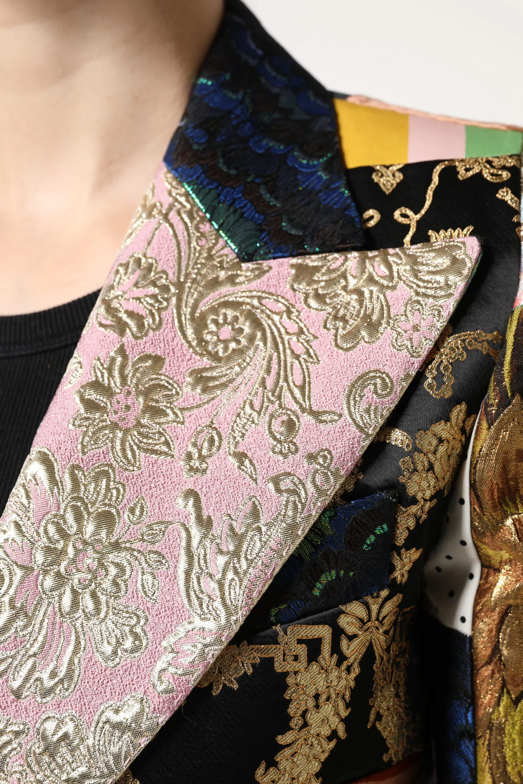 Multicolor Floral Patchwork Jacquard Jacket