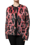 Red Mohair Wool Button Down Cardigan Sweater