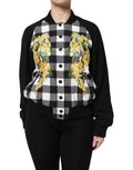 Black White Check Floral Button Down Jacket