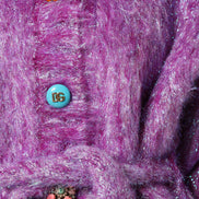 Purple Button Embellished Trench Coat Jacket