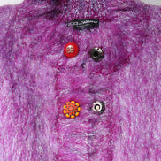 Purple Button Embellished Trench Coat Jacket
