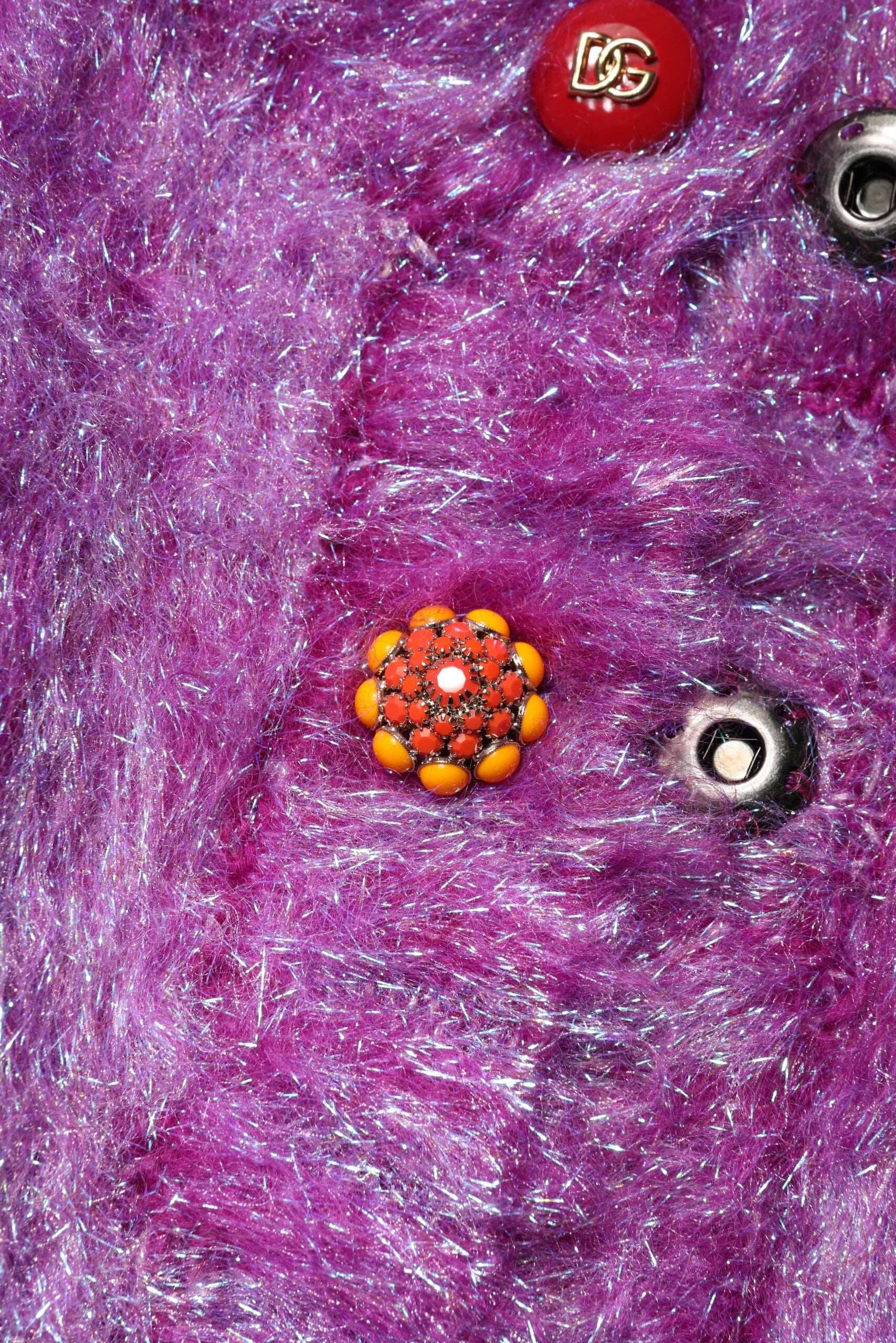 Purple Button Embellished Trench Coat Jacket