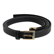 Black Classic Gold Metal Logo Buckle Belt