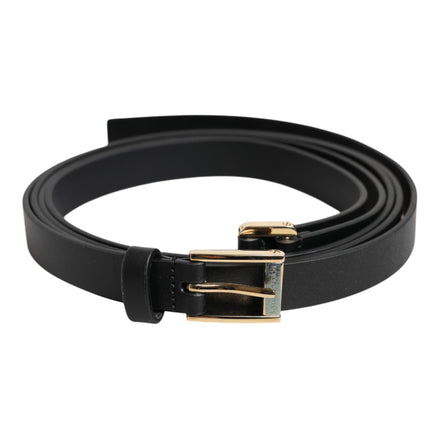Black Classic Gold Metal Logo Buckle Belt