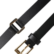 Black Classic Gold Metal Logo Buckle Belt