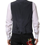 Gray Plaid Wool Formal Dress Waistcoat Vest