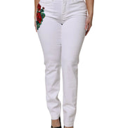 White Floral Sequined GIRLY Denim Jeans