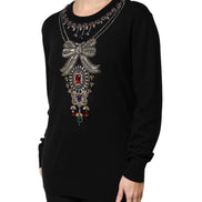 Black Cashmere Crystal Embellished Sweater