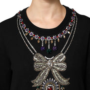 Black Cashmere Crystal Embellished Sweater
