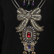Black Cashmere Crystal Embellished Sweater
