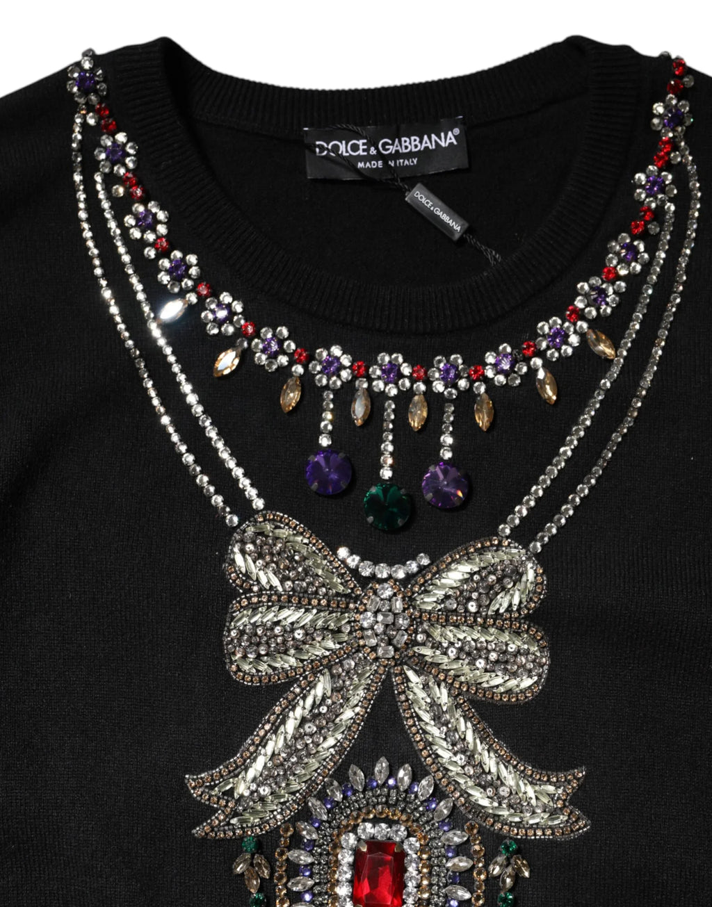 Black Cashmere Crystal Embellished Sweater
