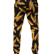 Black Pasta Print Tapered Men Pants