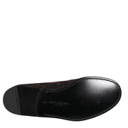 Red Black Jacquard Slip On Loafers Shoes