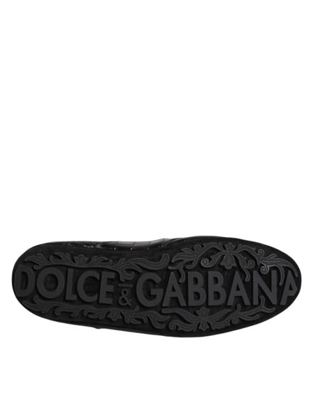 Black Exotic Leather Low Top Sneakers Shoes
