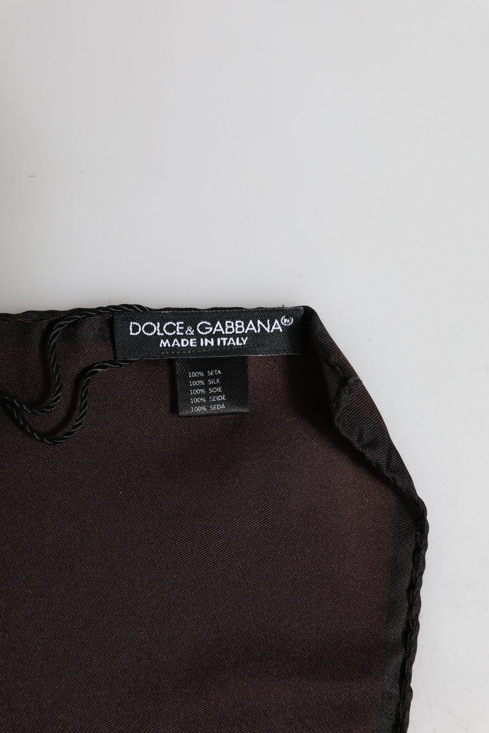 Brown DG Crown Silk Square Men Foulard Scarf