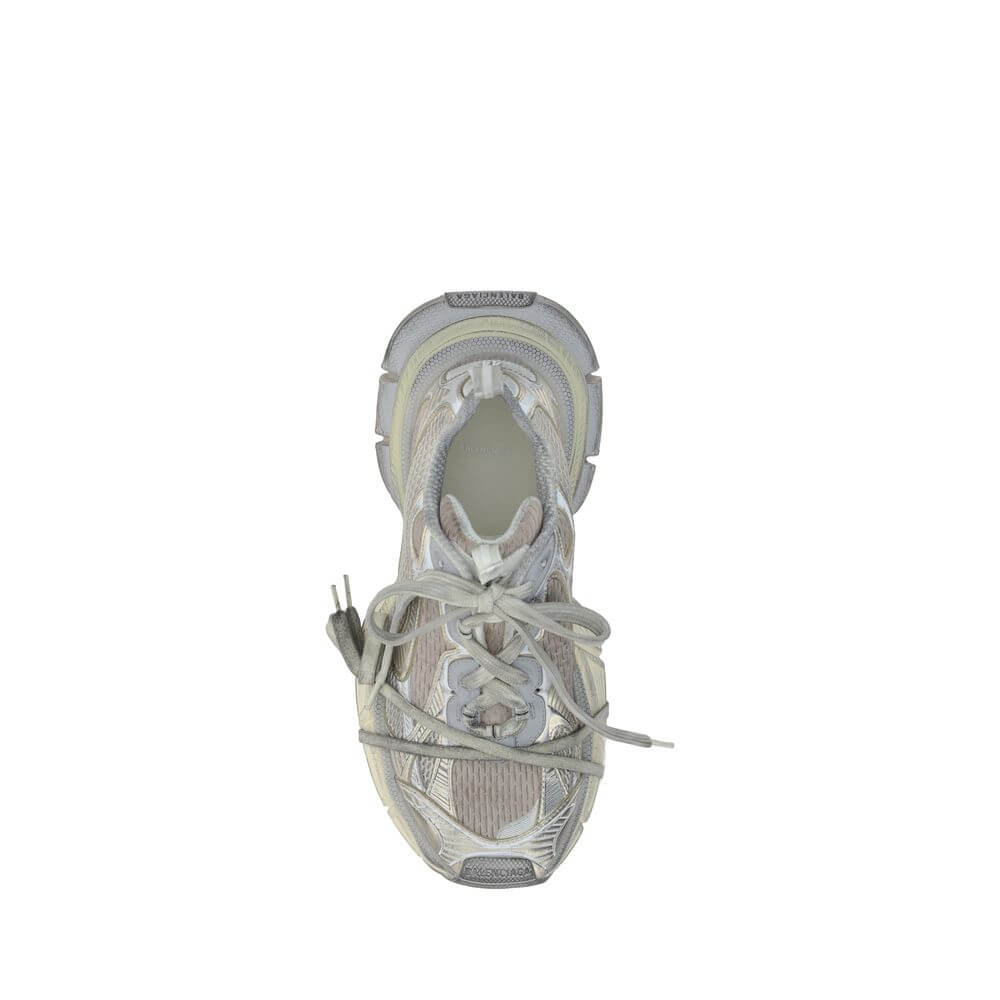 Top view of gray chunky sneakers featuring bold oversized design and modern aesthetic.