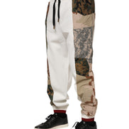 White Patchwork Jogger Pants