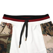 White Patchwork Jogger Pants