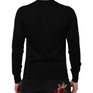 Dark Gray Embroidered Logo Pullover Sweater