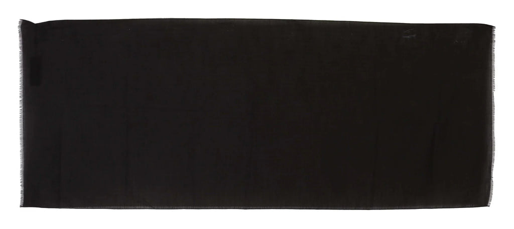 Dark Gray Virgin Wool Striped Pattern Wrap Scarf