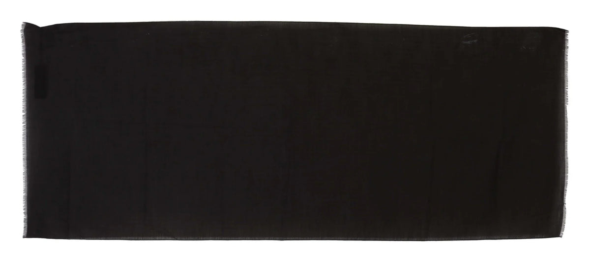 Dark Gray Virgin Wool Striped Pattern Wrap Scarf