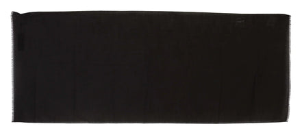 Dark Gray Virgin Wool Striped Pattern Wrap Scarf