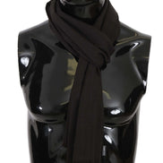 Dark Gray Virgin Wool Striped Pattern Wrap Scarf