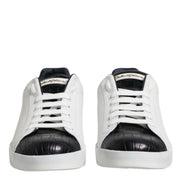 White Black Leather Portofino Sneaker Shoes