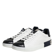 White Black Leather Portofino Sneaker Shoes