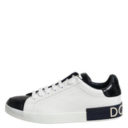 White Black Leather Portofino Sneaker Shoes