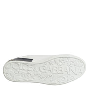 White Black Leather Portofino Sneaker Shoes