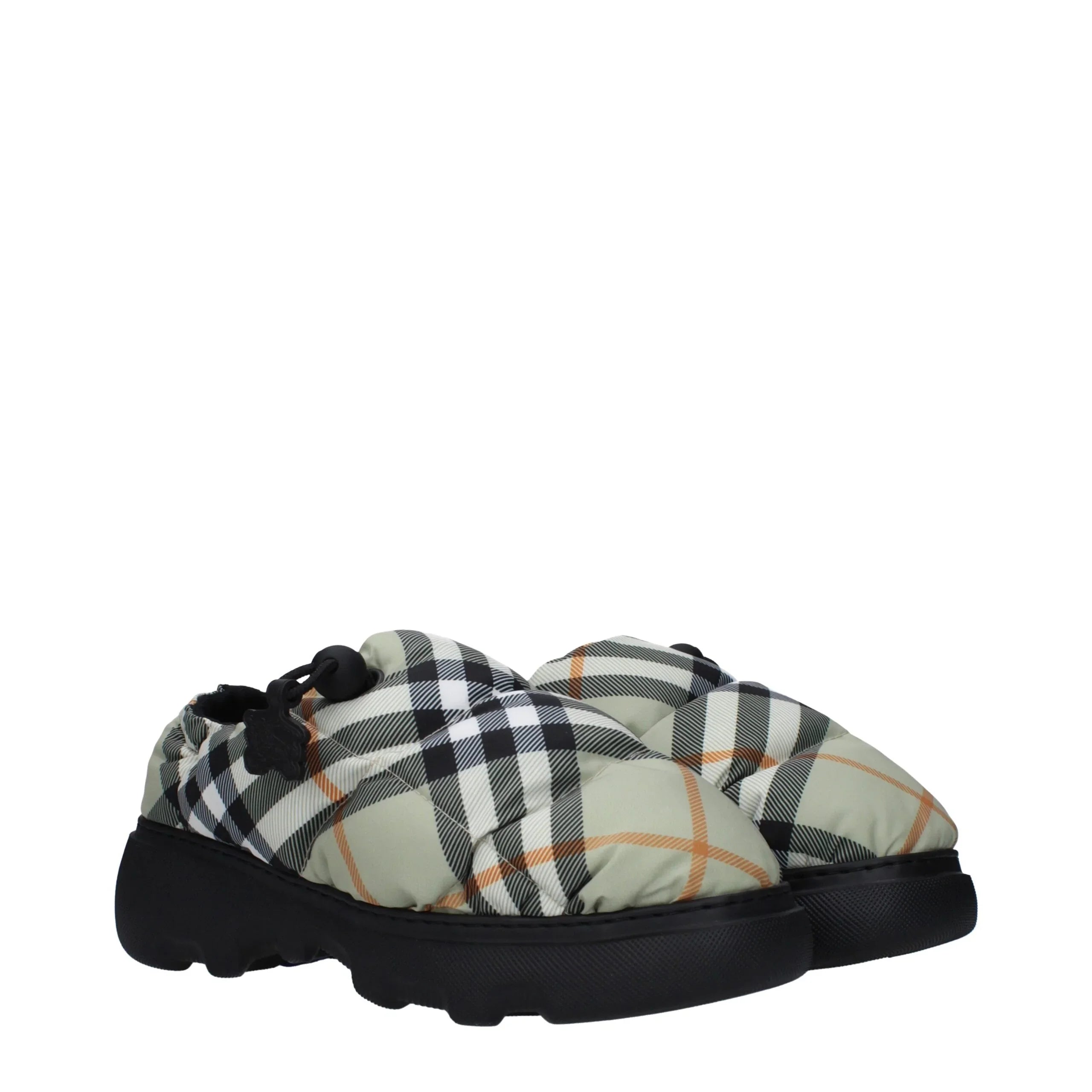 Green Fabric Slip-On Loafers