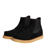 Black Calf Suede Slip On Ankle Boots Shoes