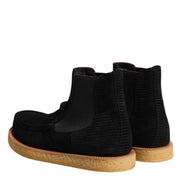 Black Calf Suede Slip On Ankle Boots Shoes