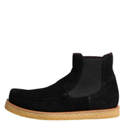 Black Calf Suede Slip On Ankle Boots Shoes