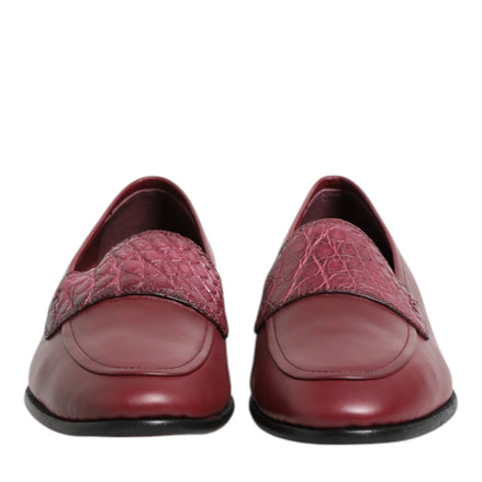 Burgundy Leather Formal Slip On Shoes