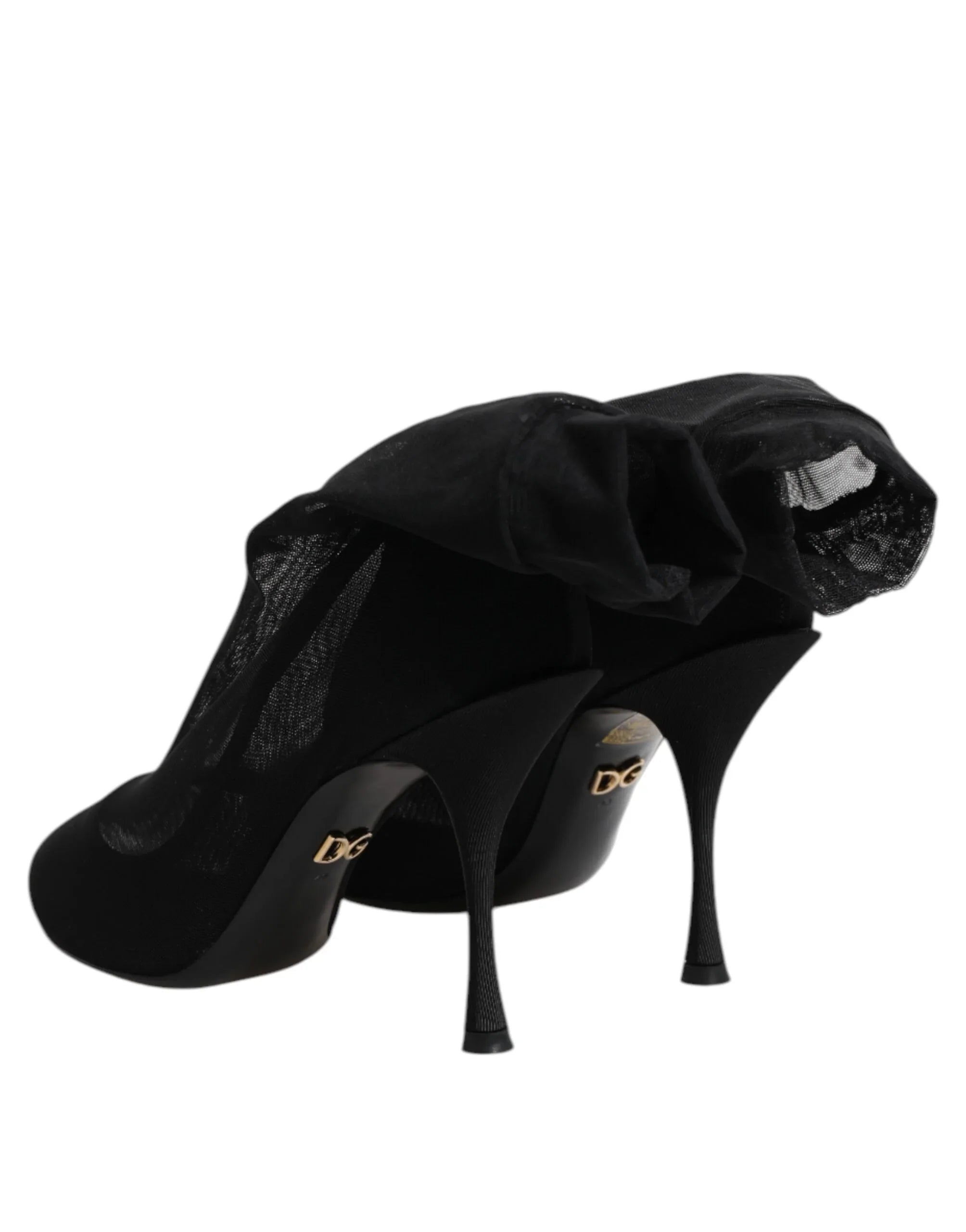 Black Silk Stretch Mesh Sock Boots Shoes