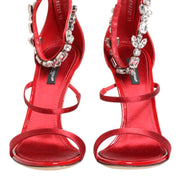 Red Satin Crystals Keira Sandals Heels Shoes