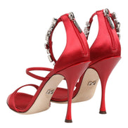 Red Satin Crystals Keira Sandals Heels Shoes