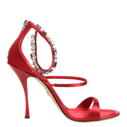 Red Satin Crystals Keira Sandals Heels Shoes