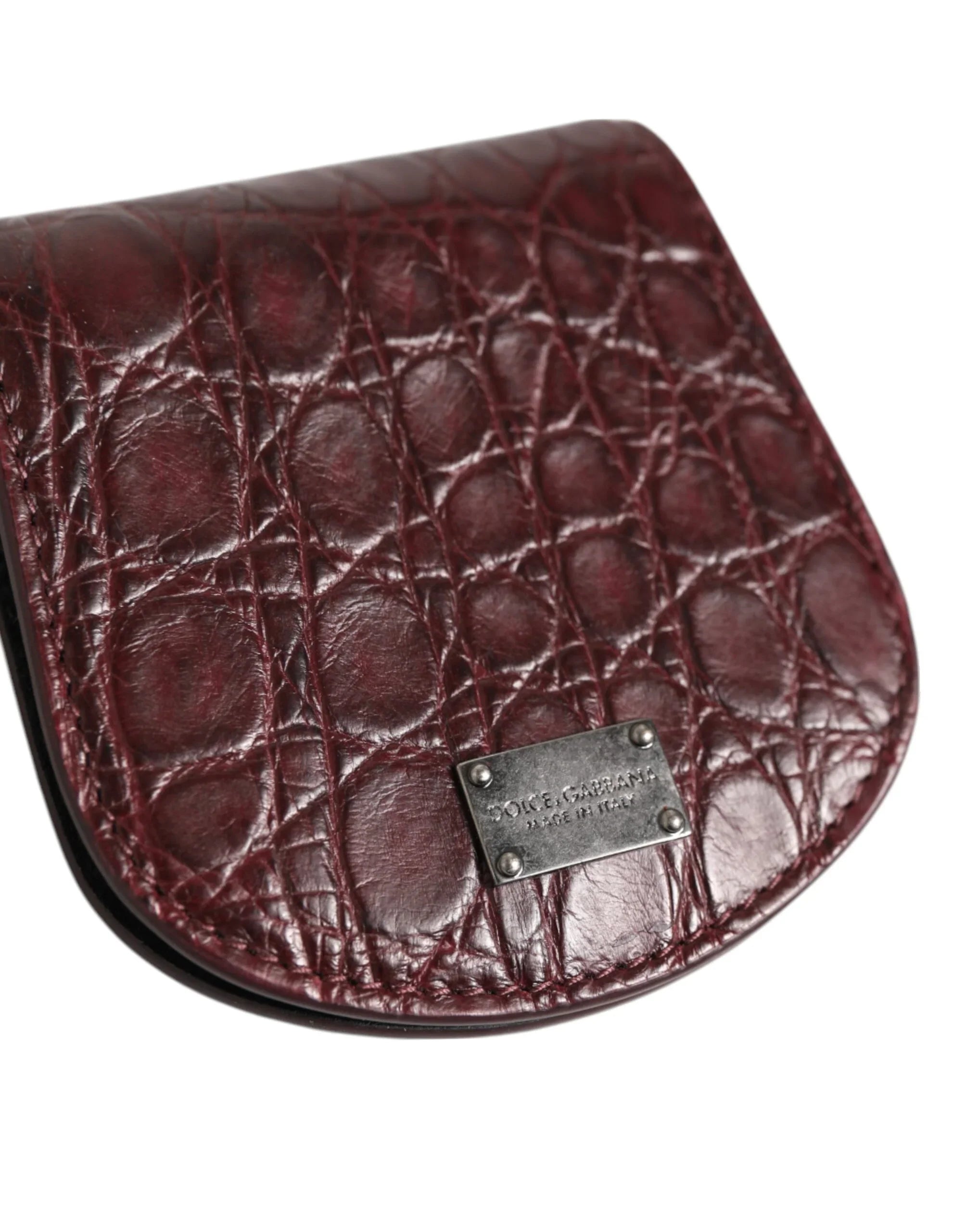 Burgundy Exotic Skin Coin Condom Case Holder Pocket Wallet