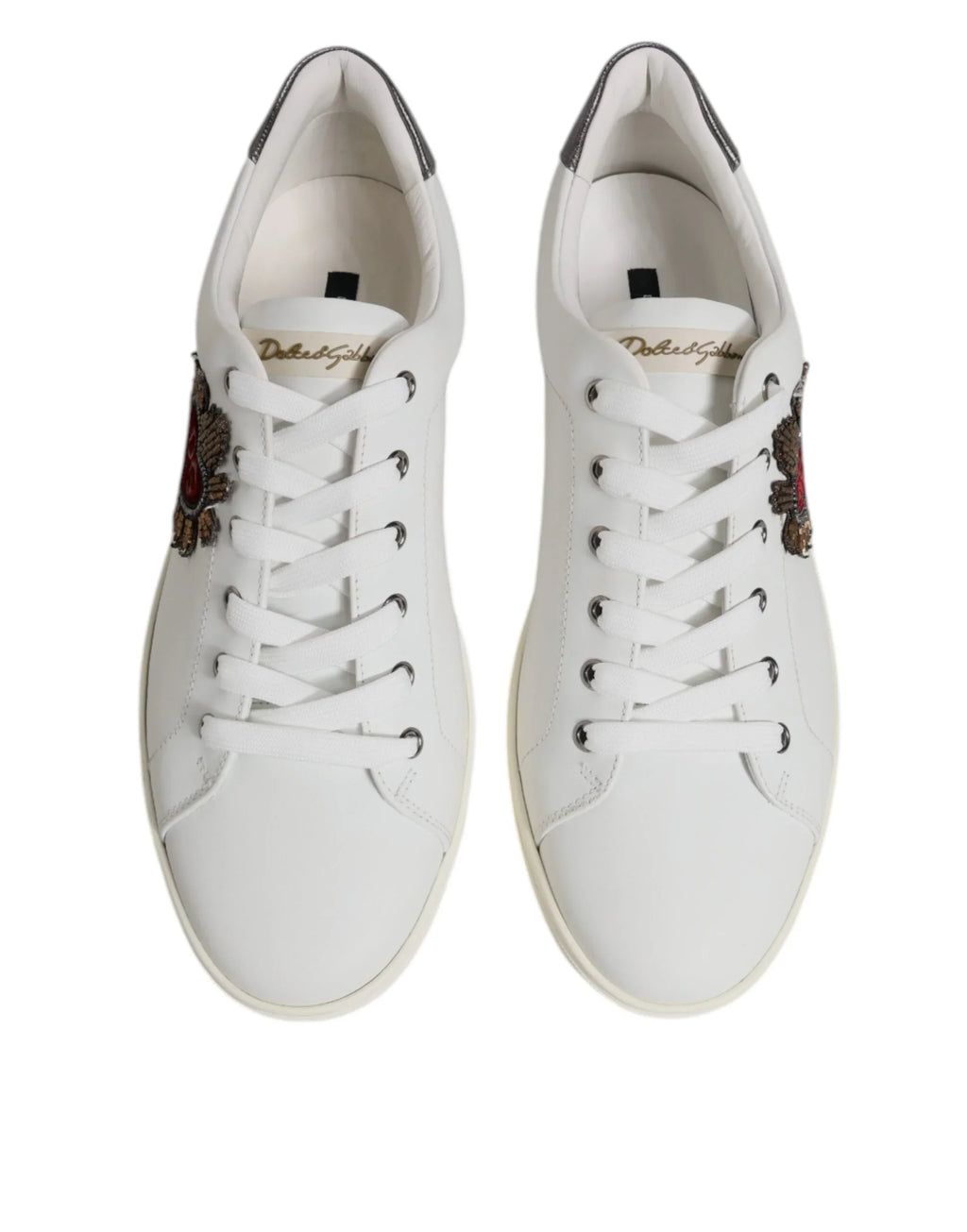 White Sacred Heart Men Low Top Sneakers Shoes by DOLCE&GABBANA