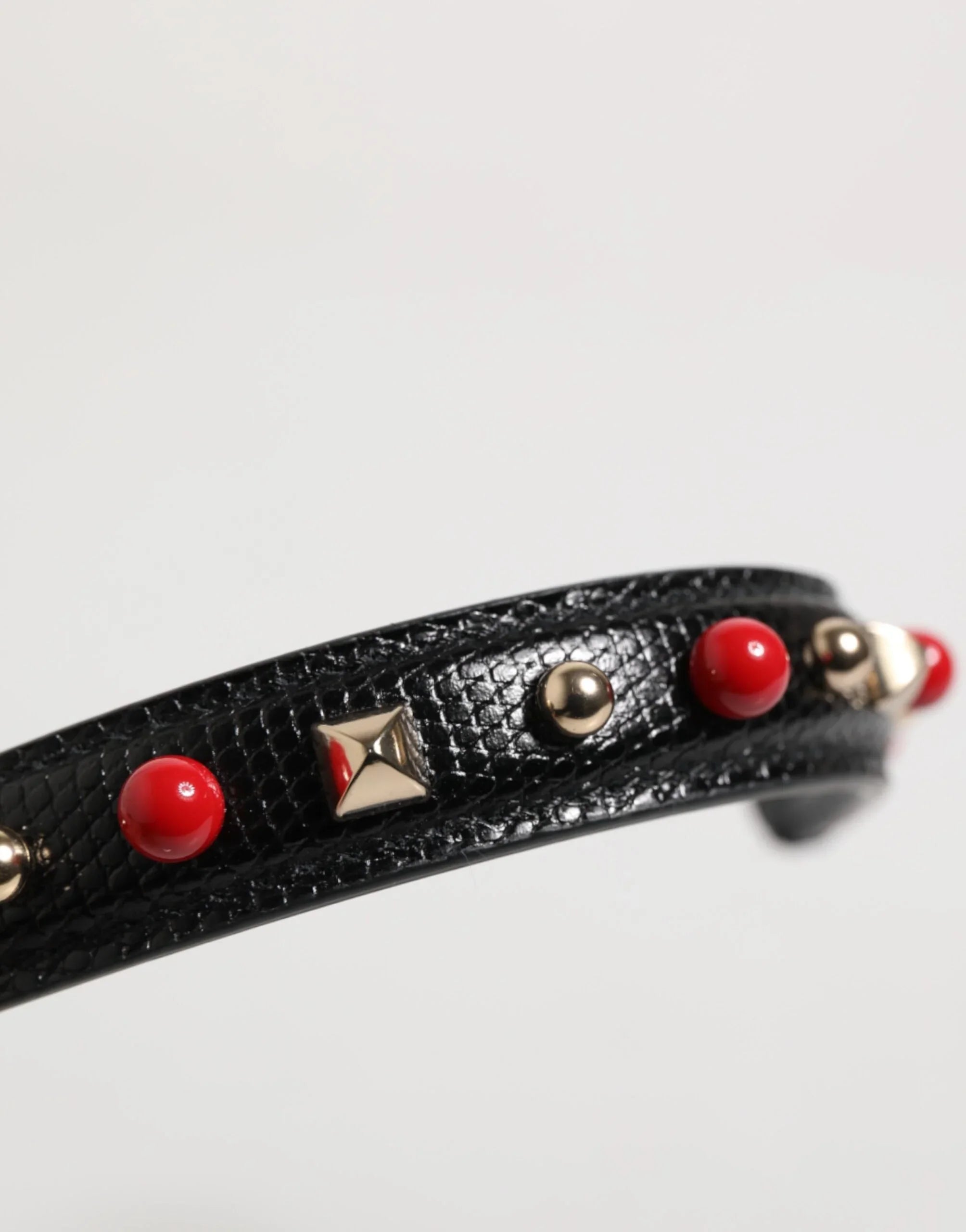 Black Embellished Leather Bag Handle Women Shoulder Strap