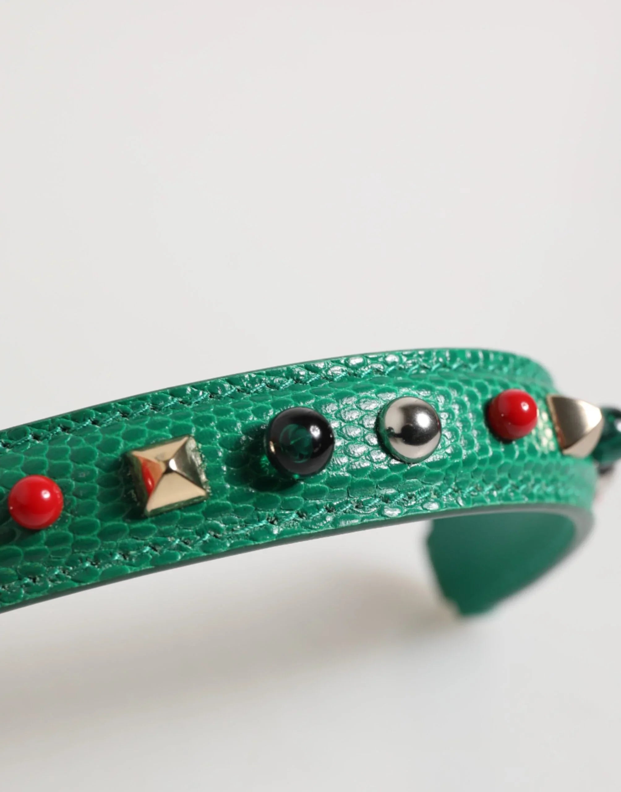 Green Embellished Leather Bag Handle Women Shoulder Strap