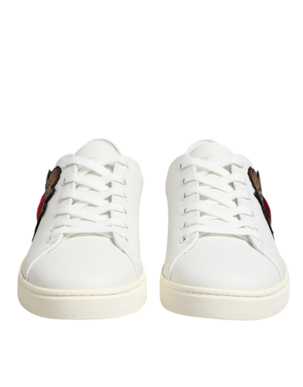 White Leather Sacred Heart Patch Sneakers Shoes