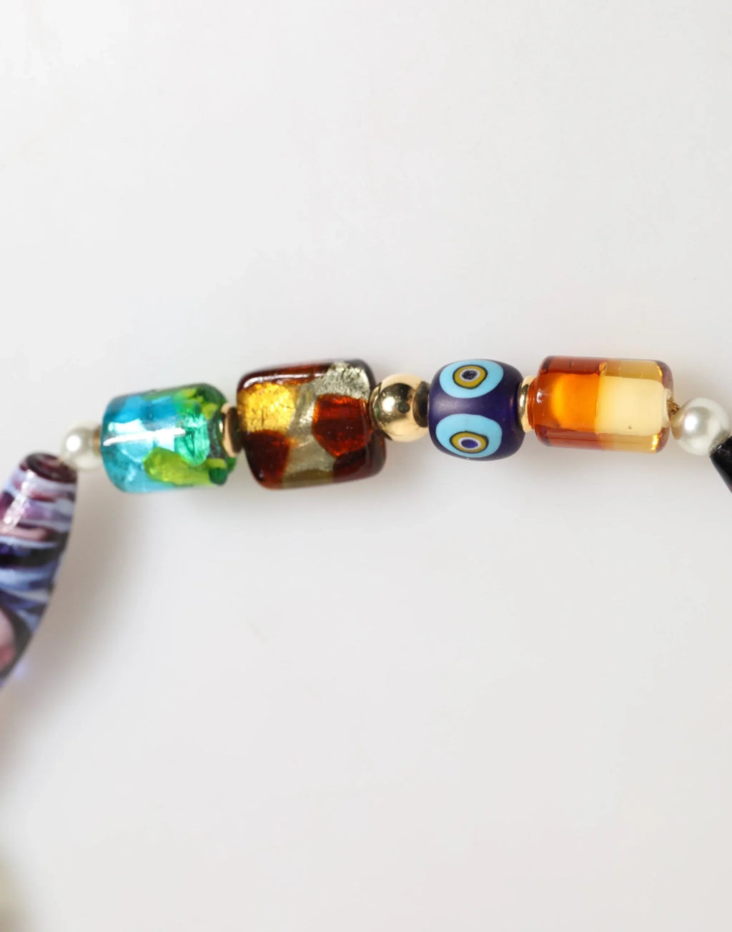 Multicolor Murano Glass Beads Brass Women Jewelry Necklace