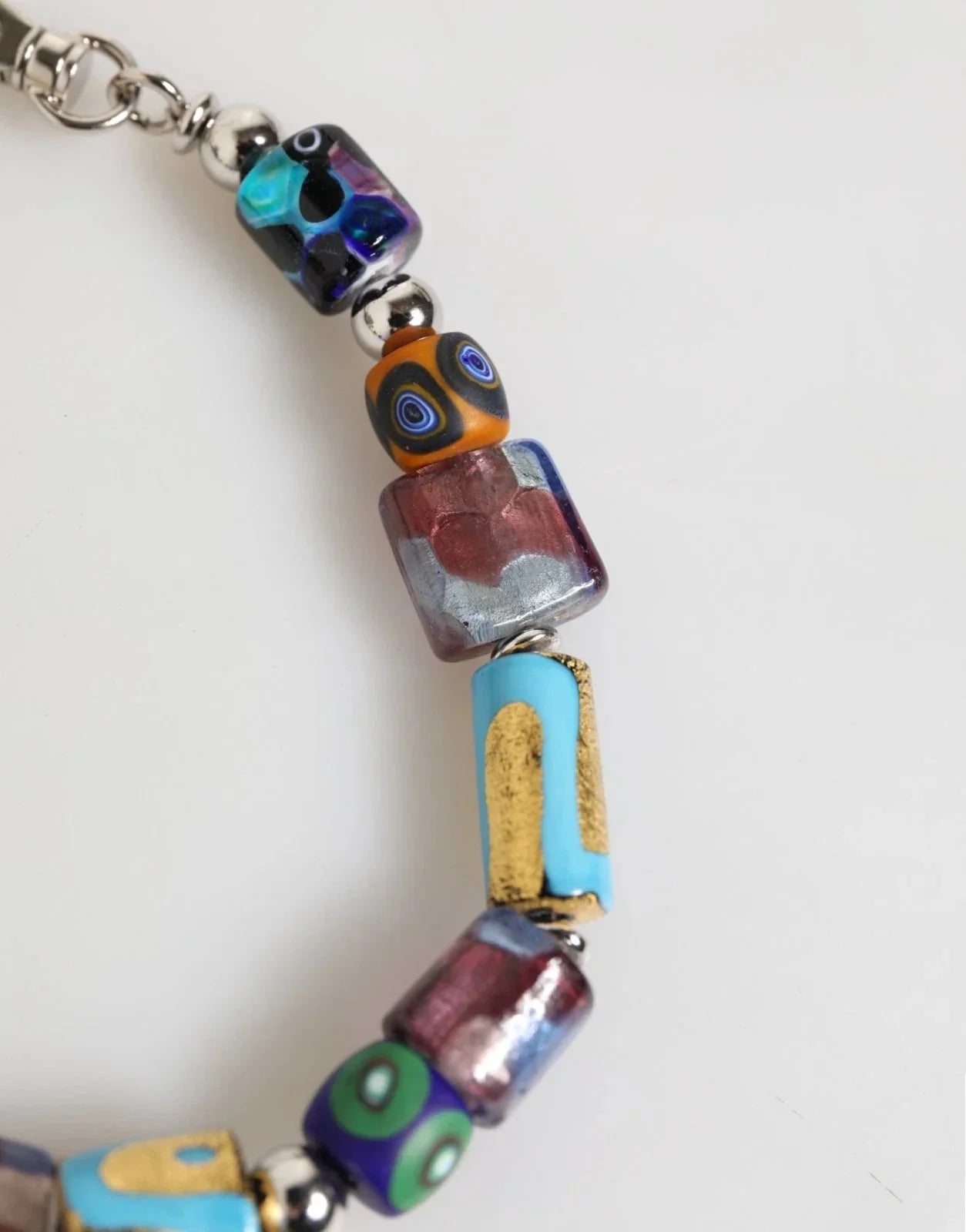 Multicolor Murano Glass Beads Brass Zamak Necklace