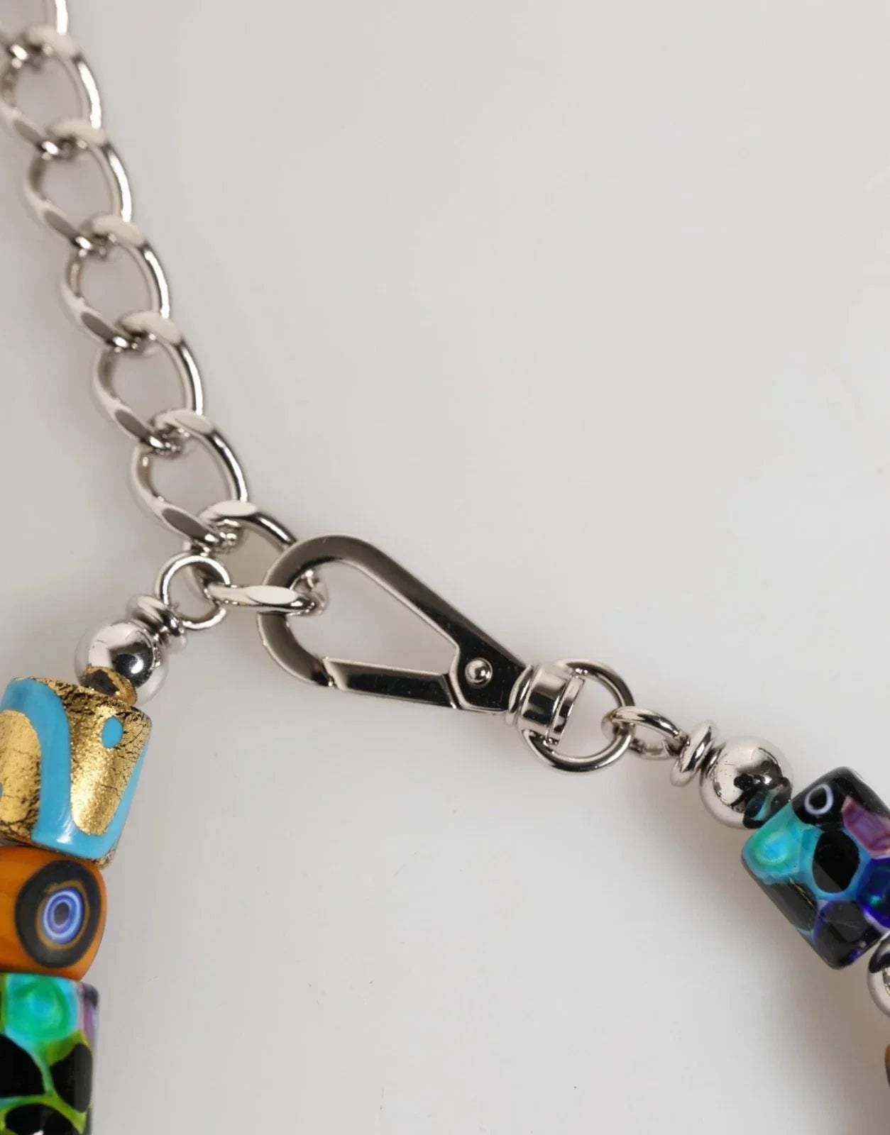Multicolor Murano Glass Beads Brass Zamak Necklace